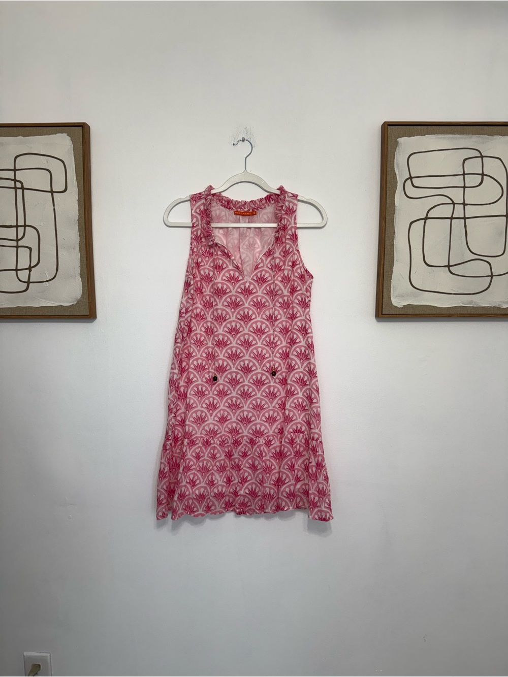 Oliphant Pink Patterned Sleeveless Shift Dress